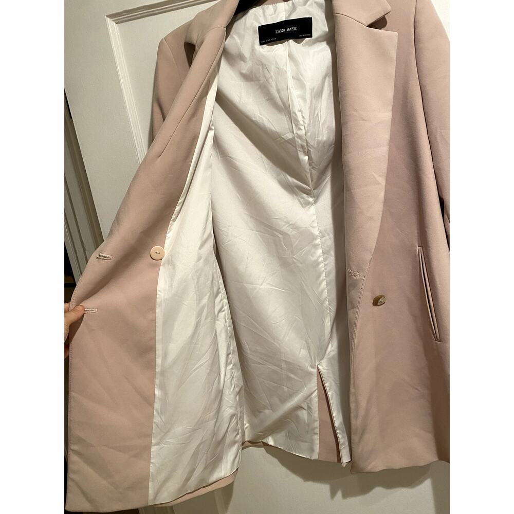 Minimalist Zara Blush Pink Double-Breasted Blazer Small 90s Workwear - Picture 4 of 5